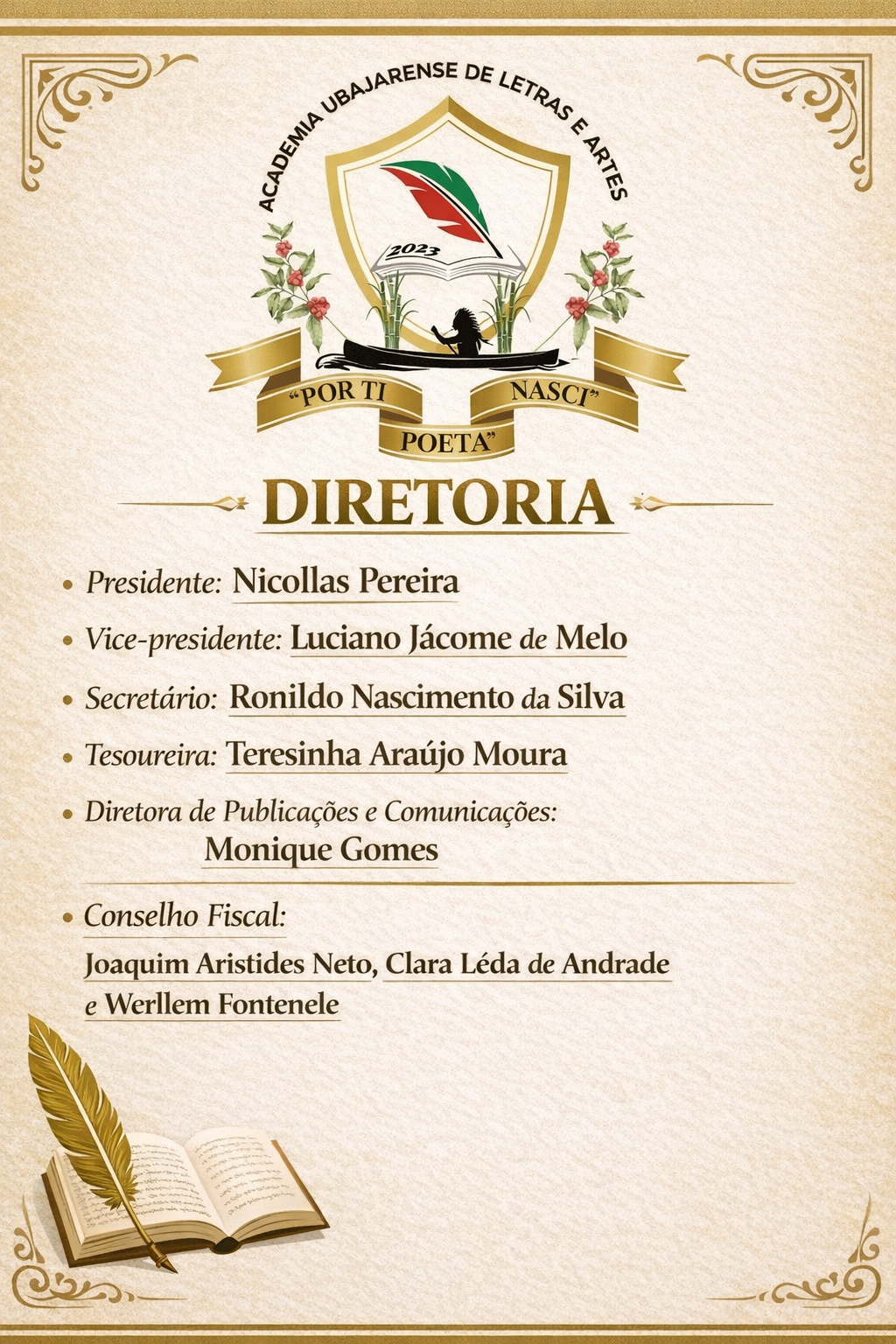 Diretoria da Academia Ubajarense de Letras e Artes